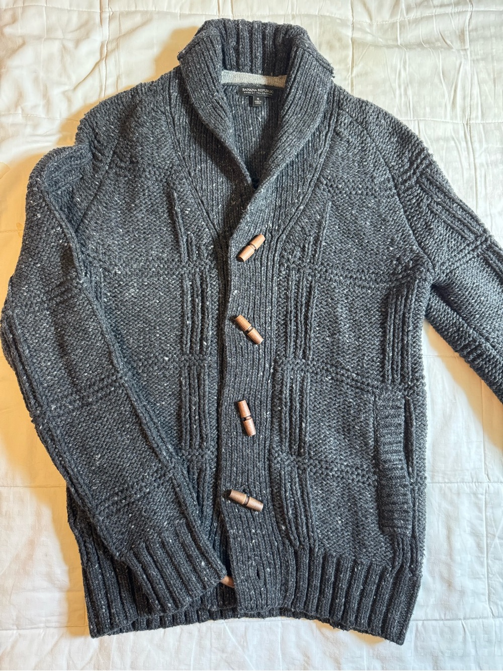 Banana Republic Charcoal Shawl Collar Knit Cardigan Sweater